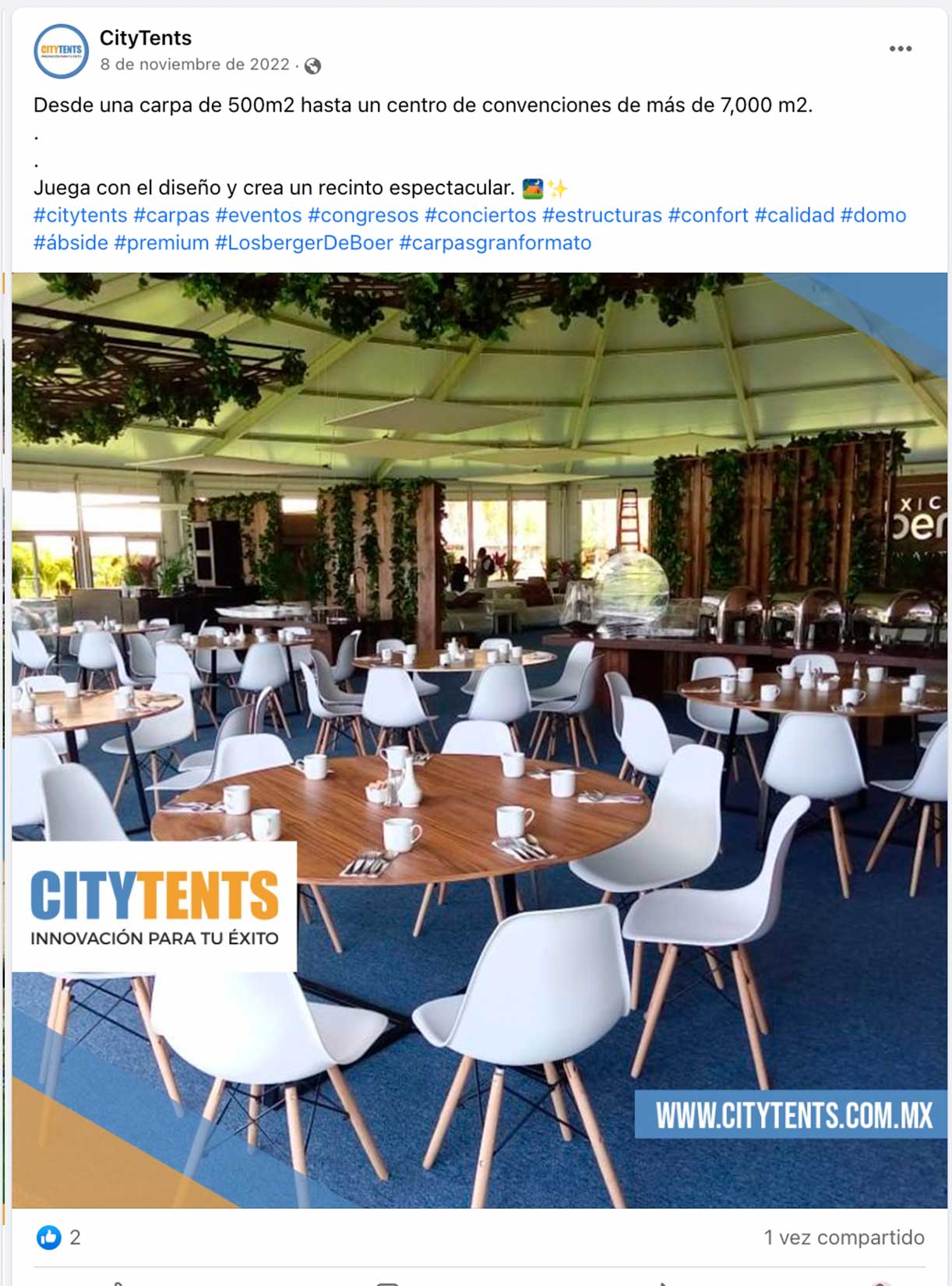 Post de Facebook de CityTents 2