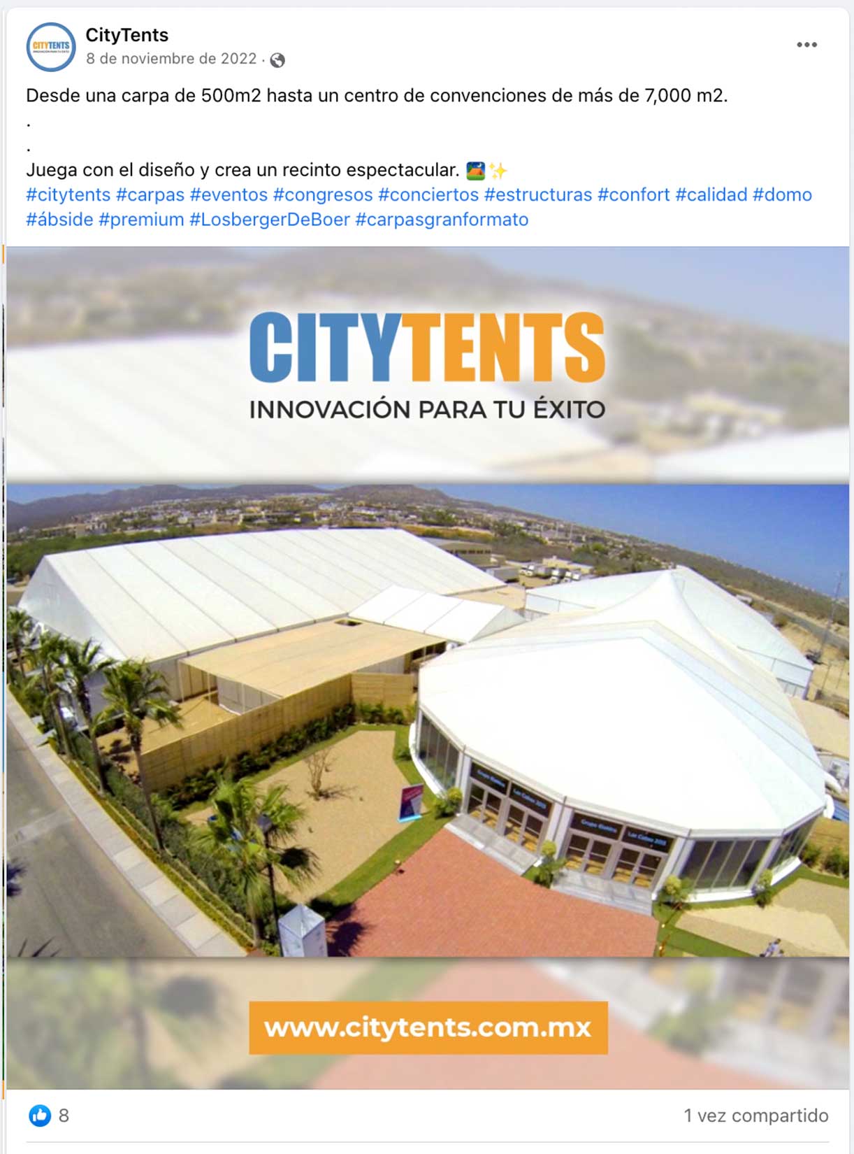 Post de Facebook de CityTents 3