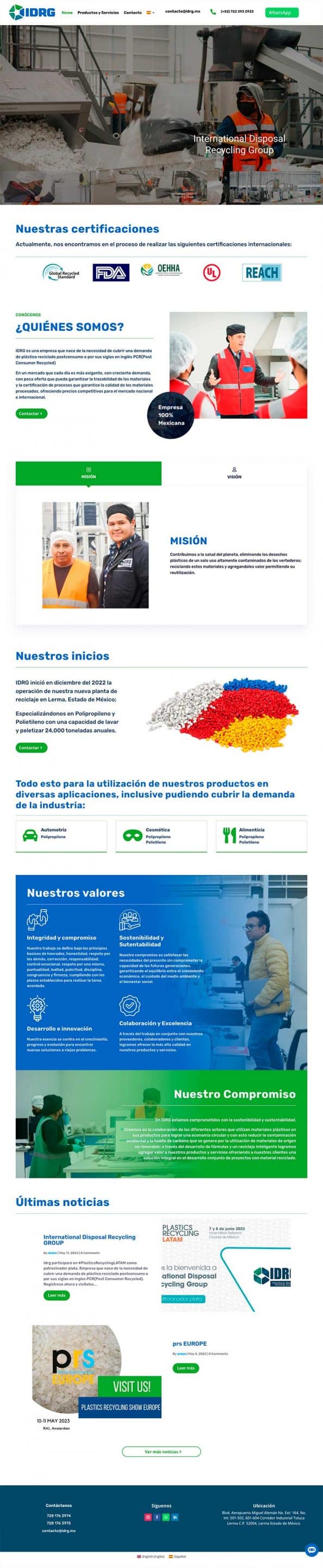Página web de IDRG